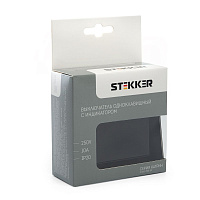 Выключатель 1-клавишный c индикатором STEKKER GLS10-7001-05, 250В, 10А, серия Катрин, черный 39503 Выключатель 1-клавишный c индикатором STEKKER GLS10-7001-05, 250В, 10А, серия Катрин, черный 39503