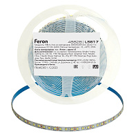 Светодиодная LED лента Feron LS617, 240SMD(2835)/м 19Вт/м 12V 5000*10*1.22мм 6500К, IP20 Артикул 48828 Светодиодная LED лента Feron LS617, 240SMD(2835)/м 19Вт/м 12V 5000*10*1.22мм 6500К, IP20 Артикул 48828