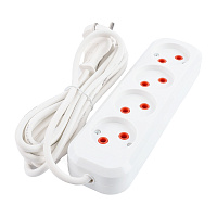 Удлинитель 4-местный б/з Stekker, HM01-40-03, 3м, 2x0,75, серия Home (У10-429), белый 39217