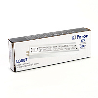 Трансформатор электронный для светодиодной ленты 20W 12V IP67 (драйвер), LB007 FERON Артикул 48052 Трансформатор электронный для светодиодной ленты 20W 12V IP67 (драйвер), LB007 FERON Артикул 48052