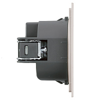 Розетка 1-местная с защитной шторкой с/з (механизм), STEKKER, 250В, 16А, серия Мия, RST16-3110-08, пудровый жемчуг 50484