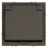 Розетка 1-местная с крышкой с защ. штор, STEKKER, с/з, IP42, 250В, 16А, серия Эмили, RST16-5112-09, антрацит, soft touch 49933