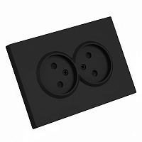 Розетка 2-местная с защитной шторкой, STEKKER,  б/з, 250В, 16А, серия Эмили, RST16-5116-05, черный уголь, soft touch 49851