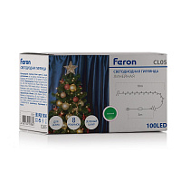 Светодиодная гирлянда Feron CL05 линейная 10м +3м 230V зеленый, c питанием от сети, контроллером, зеленый шнур Светодиодная гирлянда Feron CL05 линейная 10м +3м 230V зеленый, c питанием от сети, контроллером, зеленый шнур
