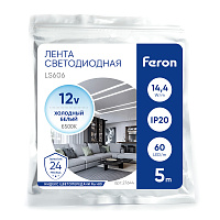 Светодиодная LED лента Feron LS606, 60SMD(5050)/m 14.4W/m 12V 5m 6500К Артикул 27644 Светодиодная LED лента Feron LS606, 60SMD(5050)/m 14.4W/m 12V 5m 6500К Артикул 27644