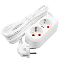 Удлинитель 2-местный с/з Stekker, HM01-21-03, 3м, 3x0,75, серия Home (У10-001), белый 39206