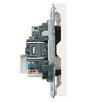 Розетка TV + компьютерная RJ-45 (механизм), STEKKER, серия Эмили, RST00-5106-01, белый фарфор, soft touch  49872