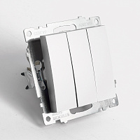Выключатель 3-клавишный (механизм), STEKKER GLS10-7108-03, 250V, 10А, серия Катрин, серебро 49173 Выключатель 3-клавишный (механизм), STEKKER GLS10-7108-03, 250V, 10А, серия Катрин, серебро 49173