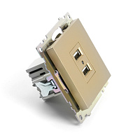 Розетка 2-местная USB (механизм), STEKKER, GLS10-7115-08, 250В, 2,1А, серия Катрин, золото 49229 Розетка 2-местная USB (механизм), STEKKER, GLS10-7115-08, 250В, 2,1А, серия Катрин, золото 49229