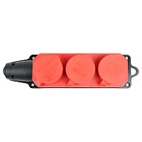 Розетка переносная 3-местная c/з STEKKER, RST16-23-44-3, 250В, 16А, IP44, красный 49401 Розетка переносная 3-местная c/з STEKKER, RST16-23-44-3, 250В, 16А, IP44, красный 49401