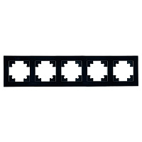 Рамка 5-местная, стекло, STEKKER, GFR00-7005-05,серия Катрин, черный 39641