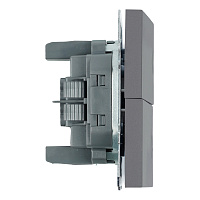 Переключатель 1-клавишный (механизм), СЗК, STEKKER, 250В, 10A, серия Эмили, RSW10-5105-10ZK, платиново-серый, soft touch 50240