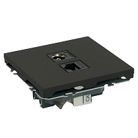 Розетка TV + компьютерная RJ-45 (механизм), STEKKER, RST00-5106-05, серия Эмили, черный уголь, soft touch 49846 Розетка TV + компьютерная RJ-45 (механизм), STEKKER, RST00-5106-05, серия Эмили, черный уголь, soft touch 49846